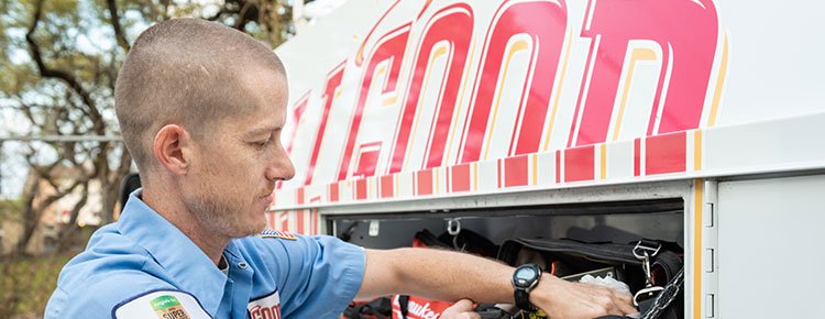 An Allgood electrician at the van tool bay