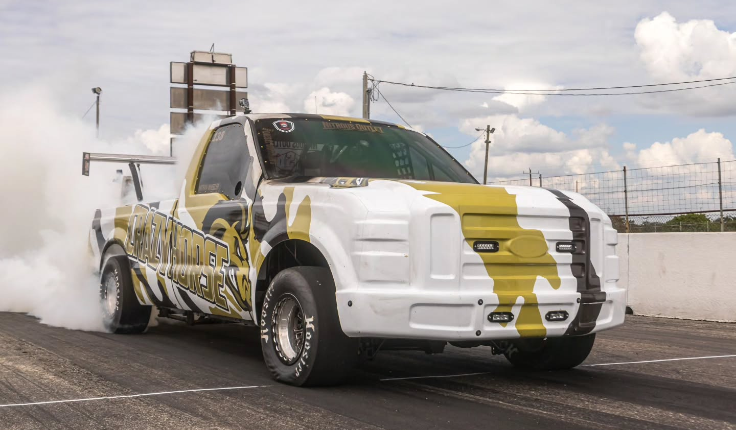 A Truck Source Diesel race truck on the strip